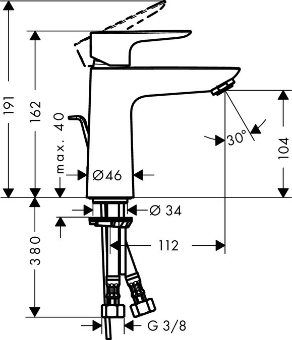 Hansgrohe Talis E bateria umywalkowa z korkiem chrom 71710000