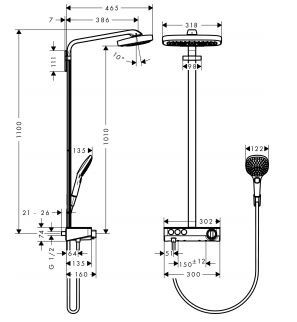 Hansgrohe Raindance Select E 300 3jet komplet prysznicowy z termostatem i deszczownicą biały/chrom 27127400