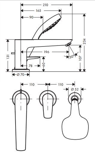 Hansgrohe Talis E bateria wannowa 3-otworowa chrom 71731000