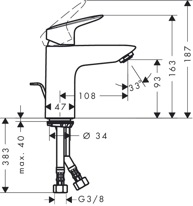 Hansgrohe Logis 100 bateria umywalkowa z korkiem chrom 71105000