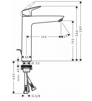 Hansgrohe Logis 190 bateria umywalkowa z korkiem chrom 71090000