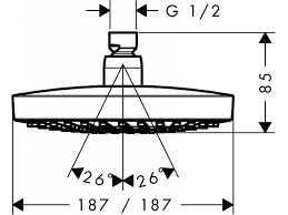 Hangrohe Croma Select E 180 deszczownica kwadratowa 18x18 2jet biały/chrom 26524400