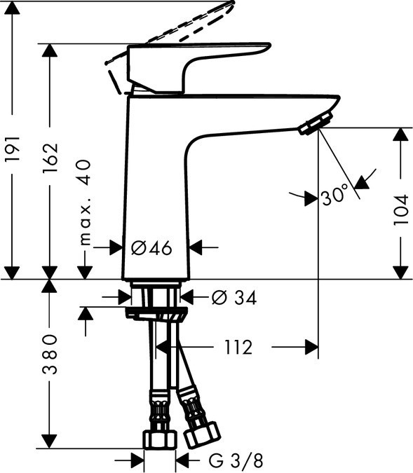 Hansgrohe Talis E bateria umywalkowa bez korka chrom 71712000