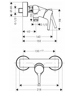 Hansgrohe Talis S bateria prysznicowa natynkowa chrom 72600000