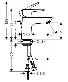 Hansgrohe Talis E bateria umywalkowa z korkiem chrom 71703000