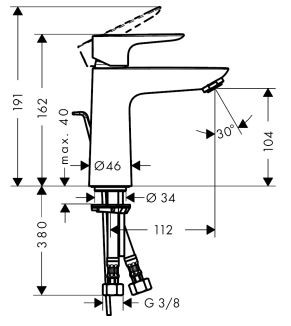 Hansgrohe Talis E bateria umywalkowa z korkiem chrom 71713000