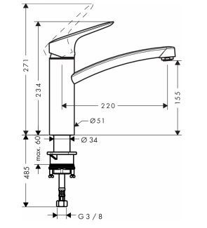 Hansgrohe Logis bateria kuchenna do montażu pod oknem chrom 71833000