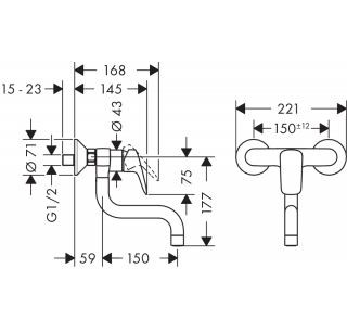 Hansgrohe Logis bateria kuchenna ścienna chrom 71836000