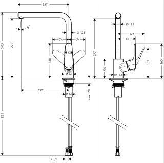 Hansgrohe Focus bateria kuchenna z obrotową wylewką stal szlachetna - optyczny 31817800