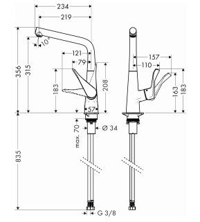 Hansgrohe Metris bateria kuchenna z obrotową wylewką chrom 14822000