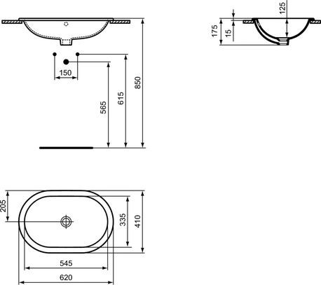 Ideal Standard Connect umywalka wpuszczana w blat 62x41 cm z otworem na baterię E504901