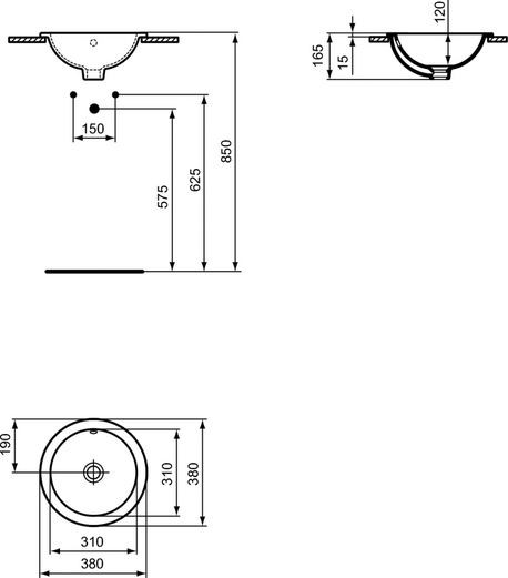 Ideal Standard Connect umywalka wpuszczana w blat 38x38 cm bez otworu na baterię E505101