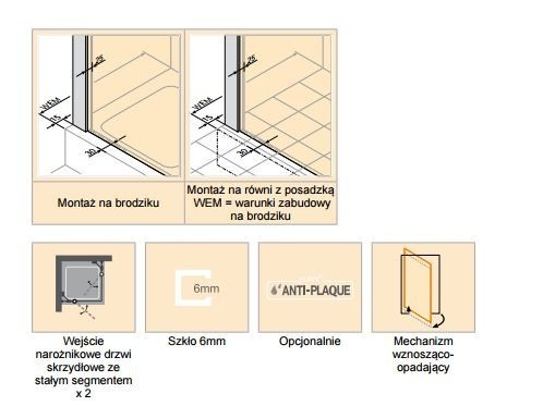 Huppe Classics 2 kabina kwadratowa 100x100cm wys. 190 cm drzwi skrzydłowe ze stałymi segmentami srebrny połysk przeźroczyste C23003.069.321