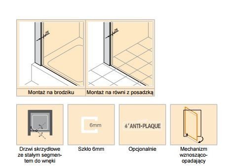 Huppe Classics 2 drzwi skrzydłowe do wnęki ze stałym segmentem 80cm wys. 200 cm srebrny połysk przeźroczyste C23204.069.321