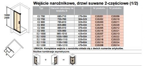 Huppe Classics 2 1/2 kabiny 90 cm drzwi suwane 2-cz. wys. 190 cm srebrny połysk przeźroczyste C20212.069.321