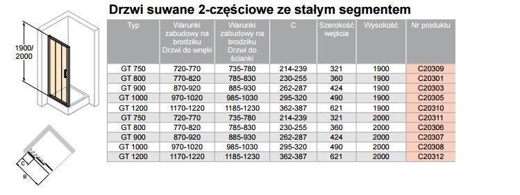 Huppe Classics 2 drzwi suwane 2-cz. 120 cm wys. 200 cm srebrny połysk przeźroczyste C20312.069.321