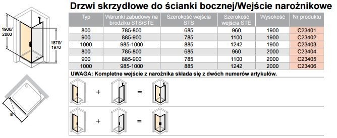 Huppe Classics 2 drzwi skrzydłowe do ścianki bocznej 90cm wys. 190 cm srebrny połysk przeźroczyste C23402.069.321