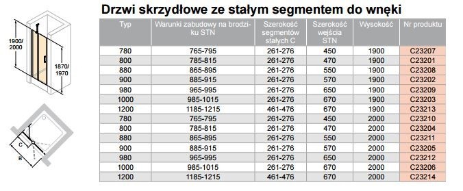 Huppe Classics 2 drzwi skrzydłowe do wnęki ze stałym segmentem 80cm wys. 200 cm srebrny połysk przeźroczyste C23204.069.321