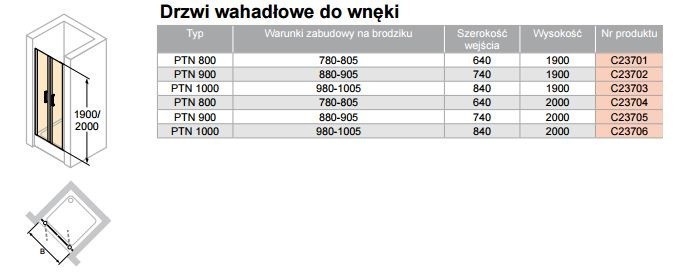 Huppe Classics 2 drzwi wahadłowe do wnęki 100cm wys. 200 cm srebrny połysk przeźroczyste C23706.069.321