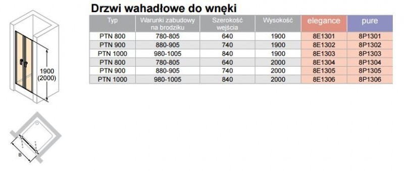 Huppe Design Elegance drzwi wahadłowe do wnęki 100 cm wys.190 cm srebrny matowy przeźroczyste 8E1303.087.321