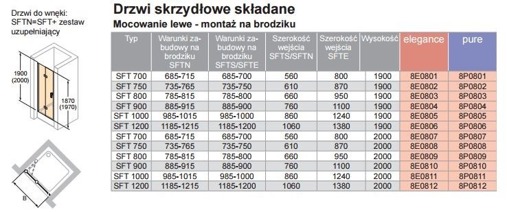 Huppe Design Pure drzwi skrzydłowe składane do wnęki lewe 120cm wys. 200 cm srebrny matowy przeźroczyste 8P0812.087.321