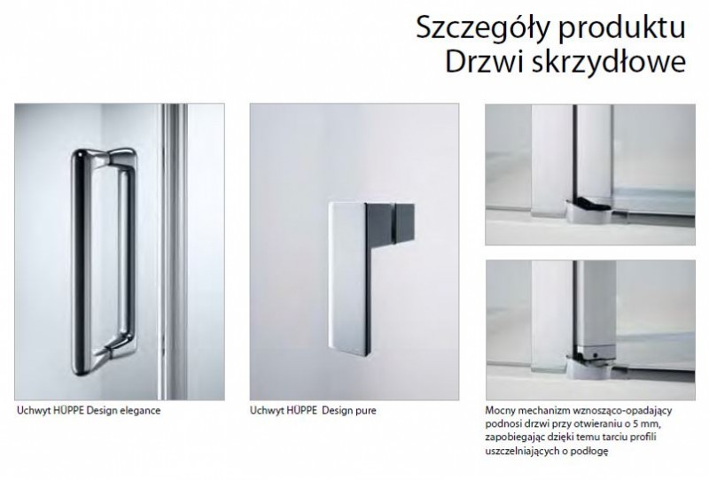 Huppe Design Pure drzwi skrzydłowe składane do wnęki lewe 70cm wys. 200 cm srebrny matowy przeźroczyste 8P0807.087.321