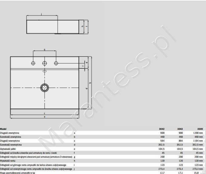 Kaldewei Silenio umywalka nablatowa z przelewem 60x46 cm wys. rantu 120 mm 3042 904106013001