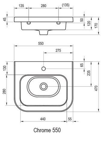Ravak Chrome 550 umywalka meblowa 55x47 cm XJG01155000