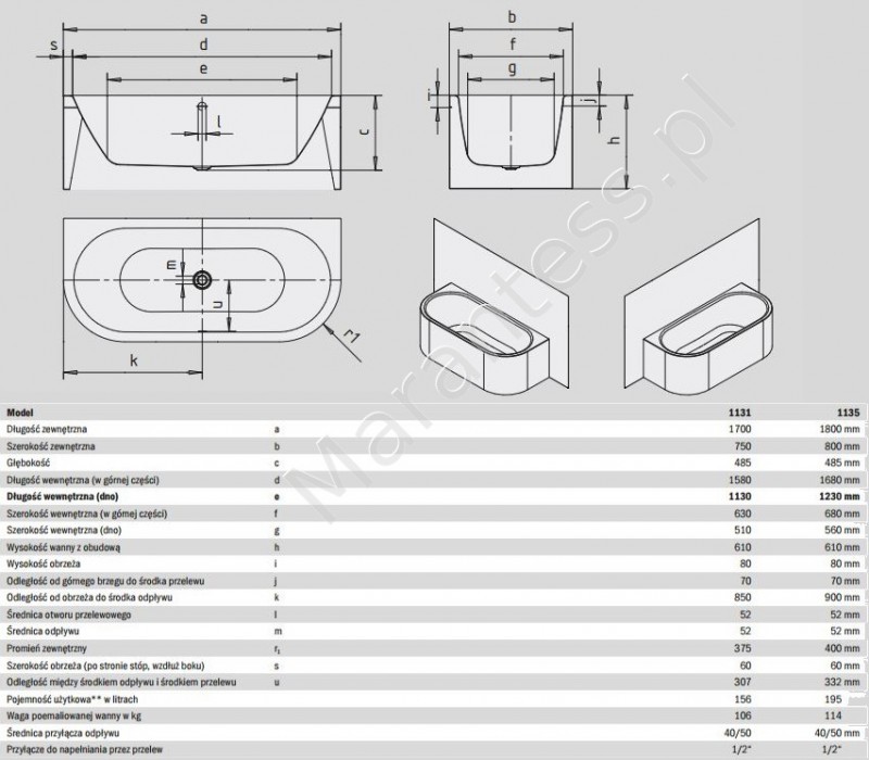 Kaldewei Meisterstuck Centro Duo 2 wanna wolnostojąca 180x80 stal emaliowana biały 1135 202340403001