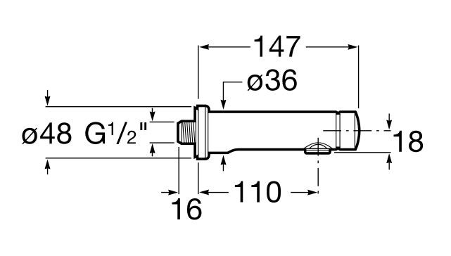 Roca Avant bateria umywalkowa czasowa ścienna na wodę zmieszaną, wylewka 147 mm A5A7879C00