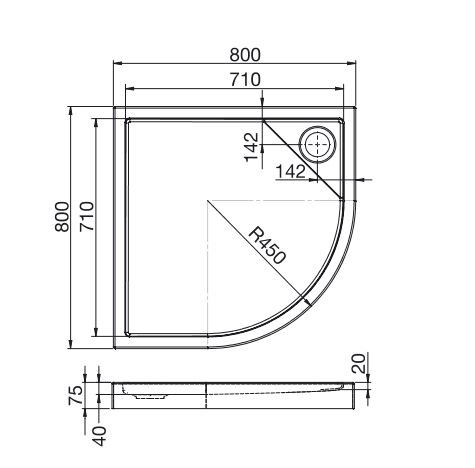 Roca Malaga Rondo Medio brodzik półokrągły 80x80 biały A27T002000