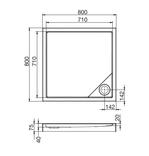 Roca Malaga Square Medio brodzik kwadratowy 80x80 biały A27T004000