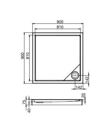 Roca Malaga Square Medio brodzik kwadratowy 90x90 biały A27T005000