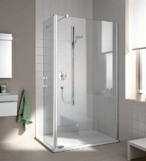 Kermi Cada XS Walk-in WALL ścianka 90 cm z ruchomym skrzydłem prawa srebrny połysk przeźroczyste powłoka CadaClean CKTFR09020VPK