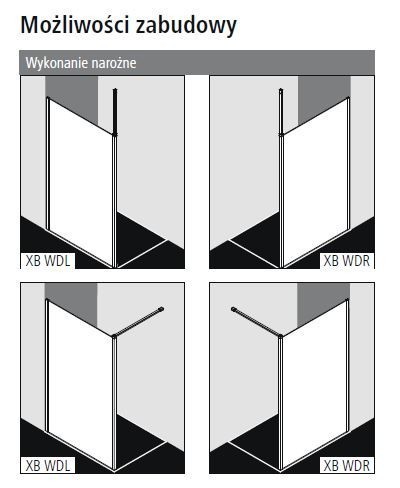 Kermi Walk-in XB WALL ścianka 150 cm z stabilizatorem sufitowym lub ściennym prawa srebrny połysk przeźroczyste powłoka KermiClean XBWDR15020VPK