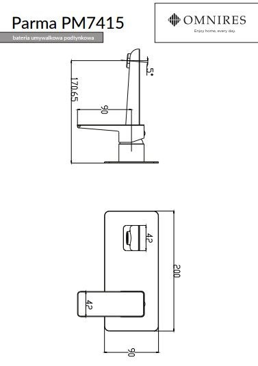 Omnires Parma bateria umywalkowa podtynkowa biały chrom PM7415 CRB