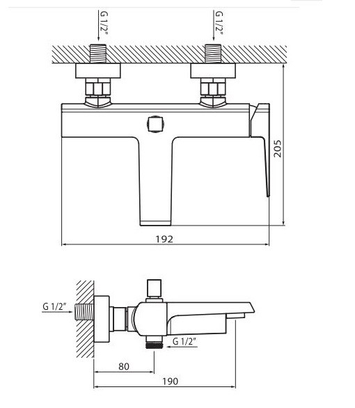 Vedo Sette bateria wannowa ścienna chrom VBS7006