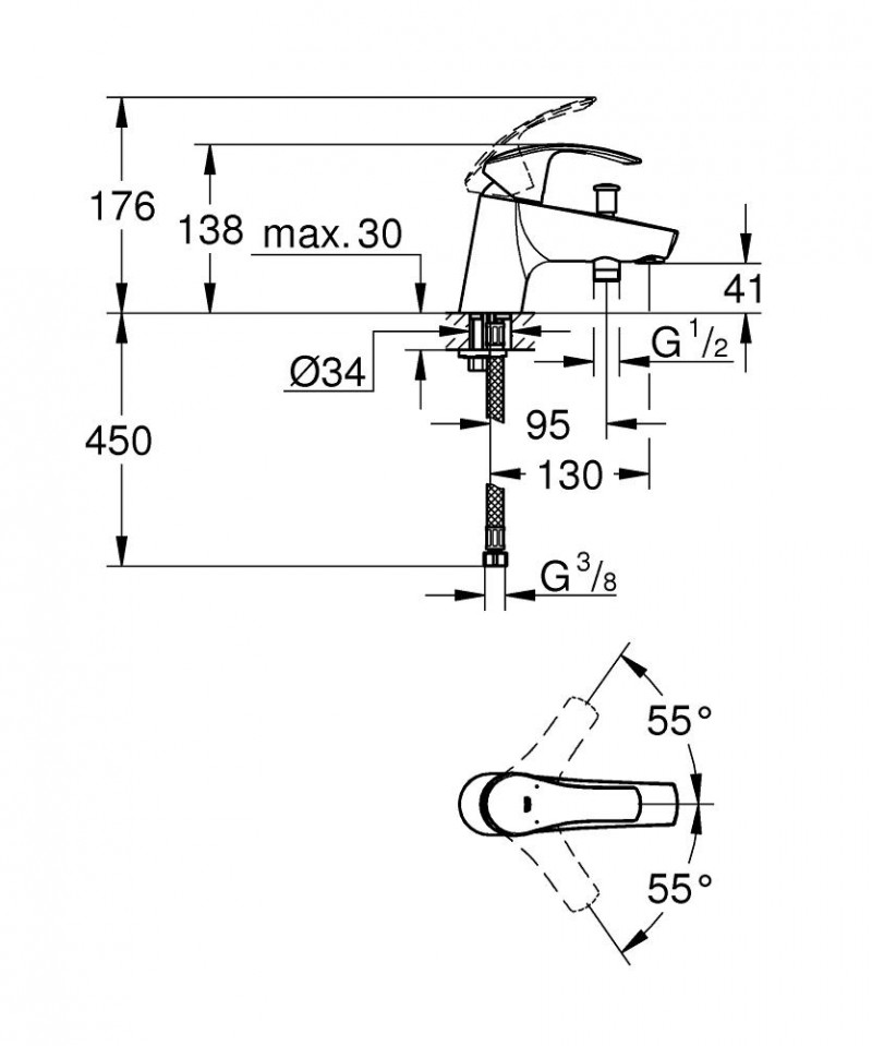 Grohe Eurosmart NEW bateria wannowa chrom 33412002