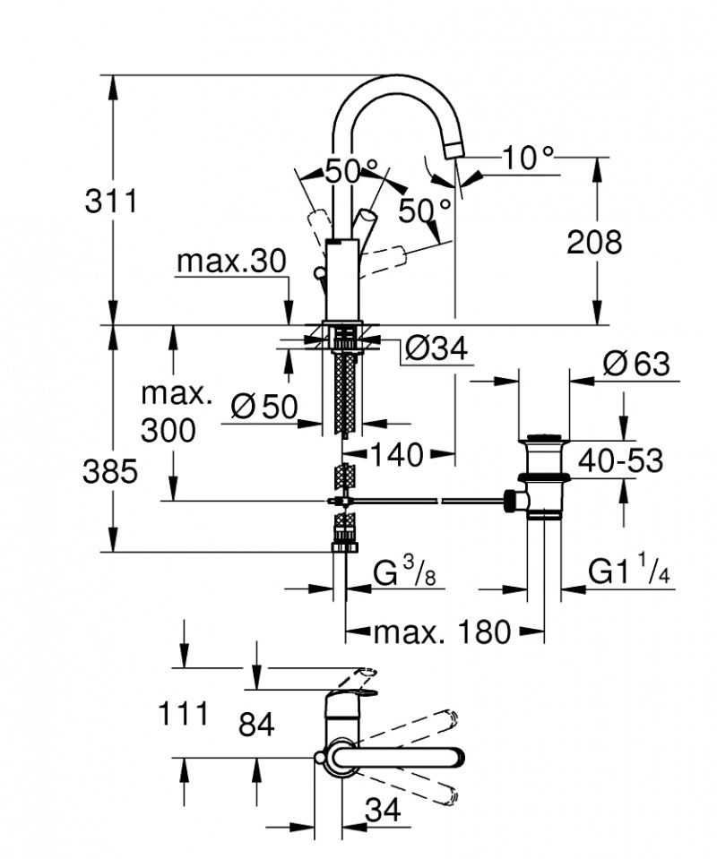 Grohe Eurosmart bateria umywalkowa z korkiem chrom 23537002