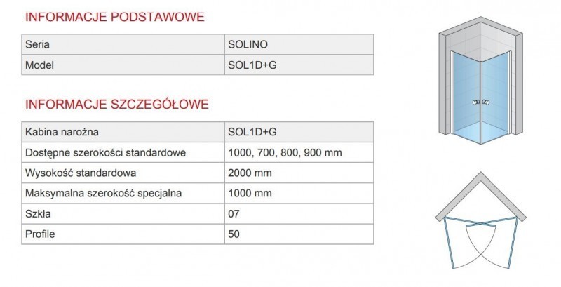 Sanswiss Solino kabina kwadratowa SOL1 D G 90x90 drzwi wahadłowe srebrny połysk przeźroczyste 2 x SOL109005007