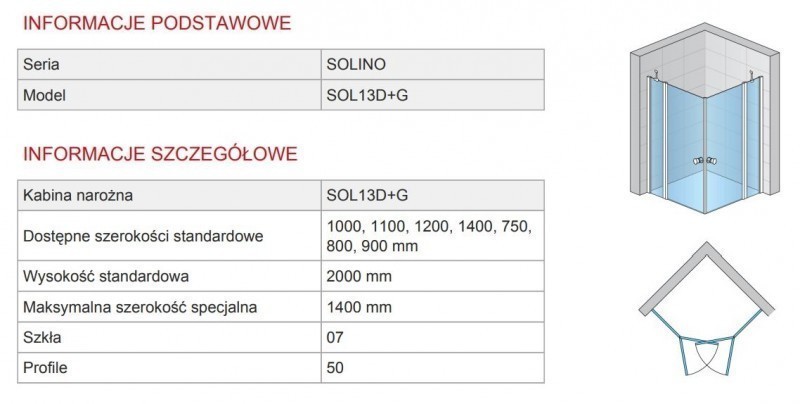 Sanswiss Solino kabina kwadratowa SOL13 D G 140x140 drzwi wahadłowe srebrny połysk przeźroczyste 2xSOL1314005007