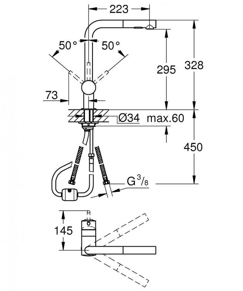 Grohe Minta jednouchwytowa bateria zlewozmywakowa stal 30274DC0