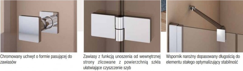 Sanswiss Annea kabina prostokątna drzwi LEWE 90 cm i ścianka 80 cm srebrny połysk przeźroczyste AN1CG09005007 ANT08005007