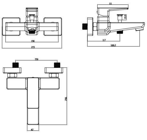 Omnires Parma bateria wannowa natynkowa z zestawem nikiel PM7431IN