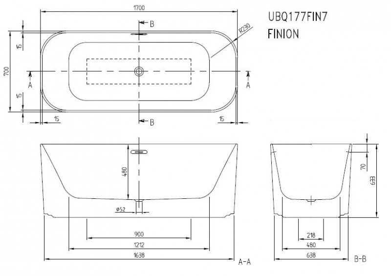 Villeroy&Boch Finion Duo wanna wolnostojąca owalna z napełnianiem przez przelew z pierscieniem dekoracyjnym 170x70 biały weiss alpin chrom połysk UBQ177FIN7N100V201