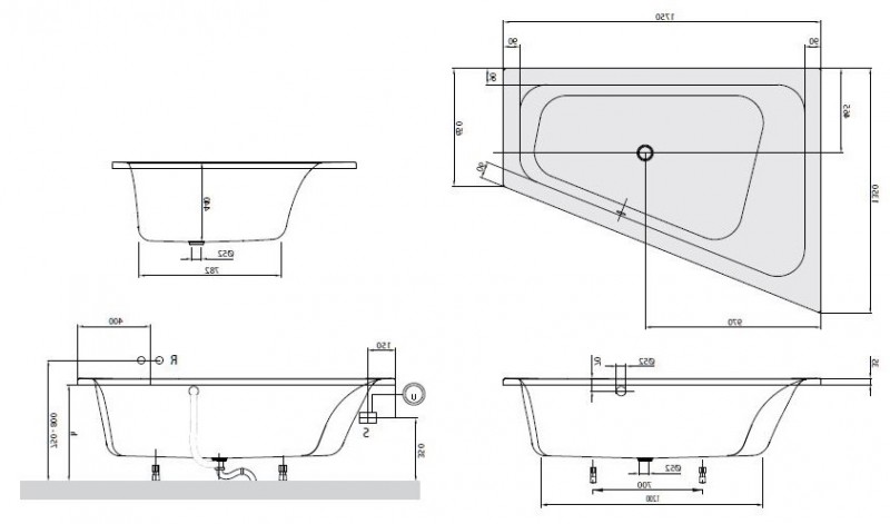 Villeroy&Boch Loop&Friends Square wanna PRAWA 175x135  biała weiss alpin UBA175LFS9REV-01