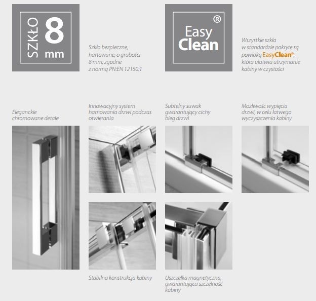 Radaway Espera DWJ Mirror drzwi przesuwne 120 cm prawe chrom lustro Easy Clean 380112-71R