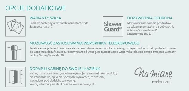 Radaway Modo New II na miarę kabina typu Walk-In na wymiar od 140 do 180 cm max. wys.230 cm chrom przeźroczyste Easy Clean 389908-01-01