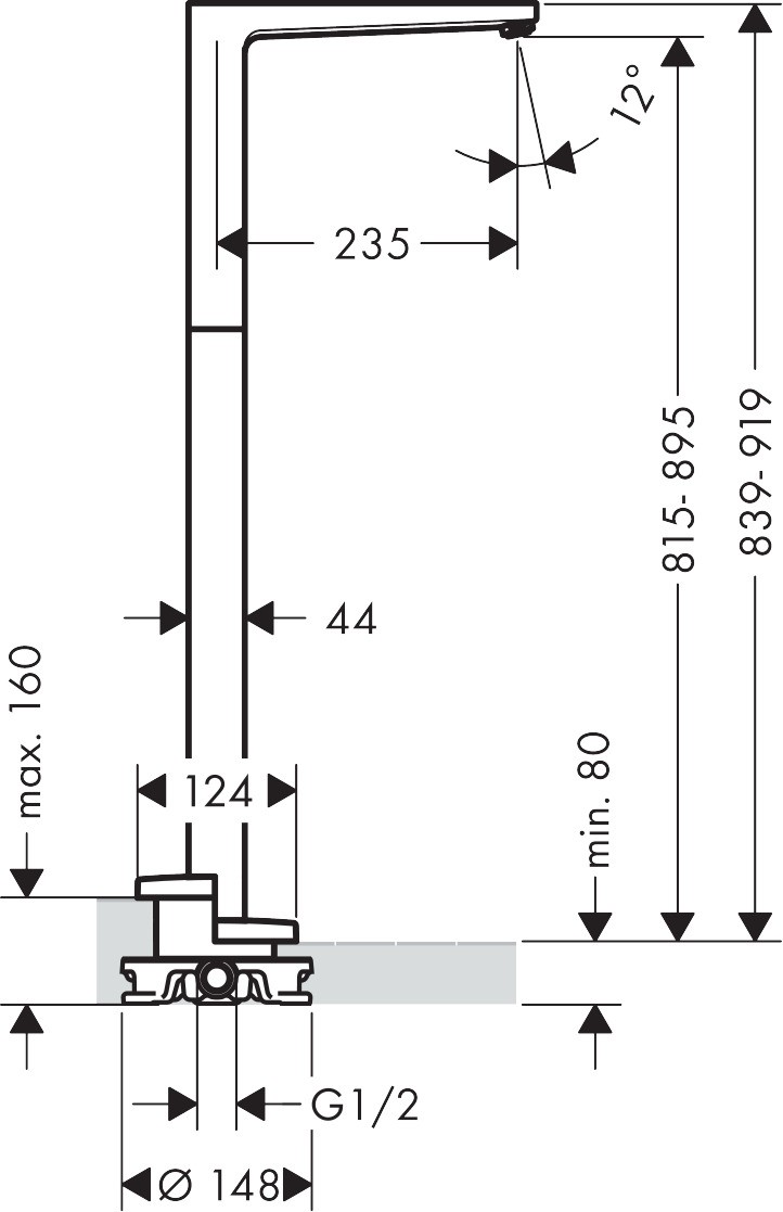 Hansgrohe Metropol wylewka wannowa podłogowa chrom 32531000