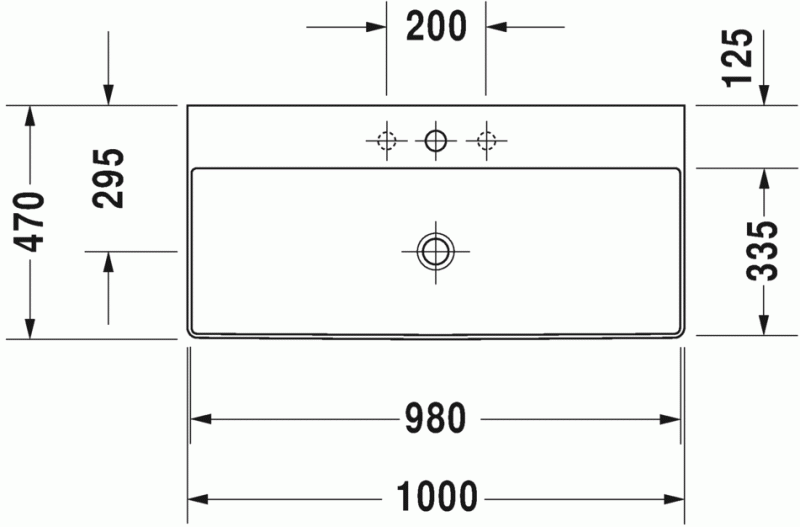 Duravit DuraSquare umywalka szlifowana bez otworu na baterię 100 cm biała 2353100079